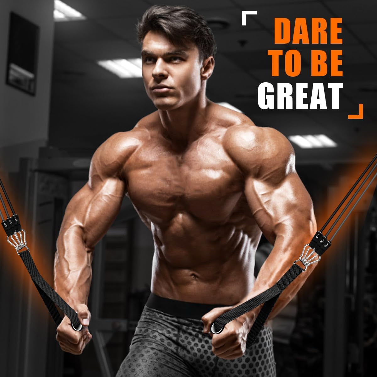 WHATAFIT Resistance Bands Set, Exercise Bands with Door Anchor, Handles, Waterproof Carry Bag, Legs Ankle Straps for Resistance Training, Physical Therapy, Home Workouts (White to Black)