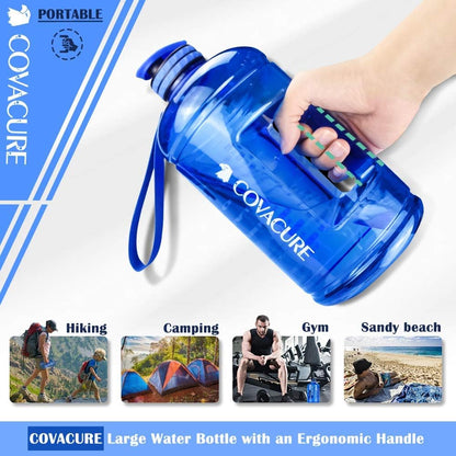 Gallon Water Bottle with Motivational Time Marker - Water Jug with Leak-Proof, Wide Mouth, BPA Free, Large Water Bottle for Gym Fitness, Camping, Hiking(1 Gallon)