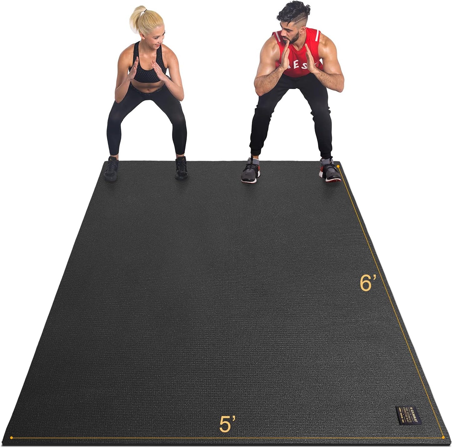 Large Exercise Mat 6'X4'/6'X5'/6'X6'(7Mm), Thick Workout Mats for Home Gym Flooring, Extra Wide Non-Slip Durable Cardio Mat, Shoe Friendly, Perfect for Plyo, MMA, Jump Rope, Weights, Fitness