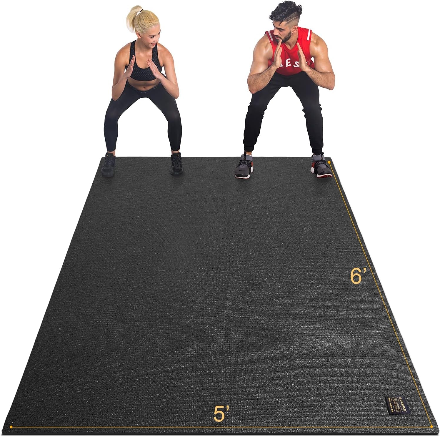 Large Exercise Mat 6'X4'/6'X5'/6'X6'(7Mm), Thick Workout Mats for Home Gym Flooring, Extra Wide Non-Slip Durable Cardio Mat, Shoe Friendly, Perfect for Plyo, MMA, Jump Rope, Weights, Fitness