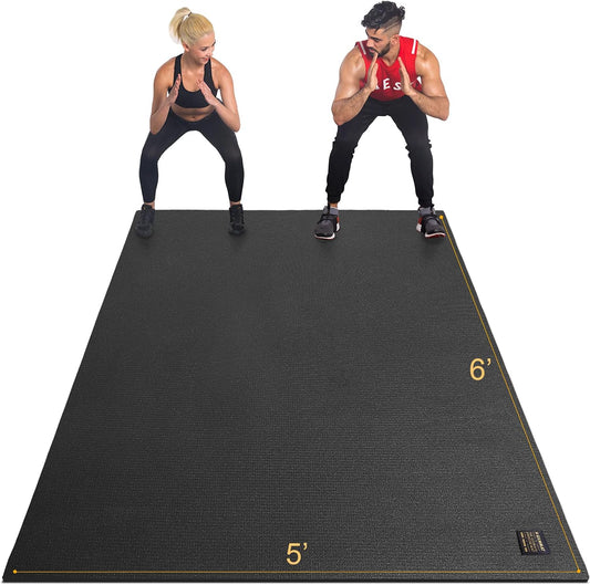 Large Exercise Mat 6'X4'/6'X5'/6'X6'(7Mm), Thick Workout Mats for Home Gym Flooring, Extra Wide Non-Slip Durable Cardio Mat, Shoe Friendly, Perfect for Plyo, MMA, Jump Rope, Weights, Fitness