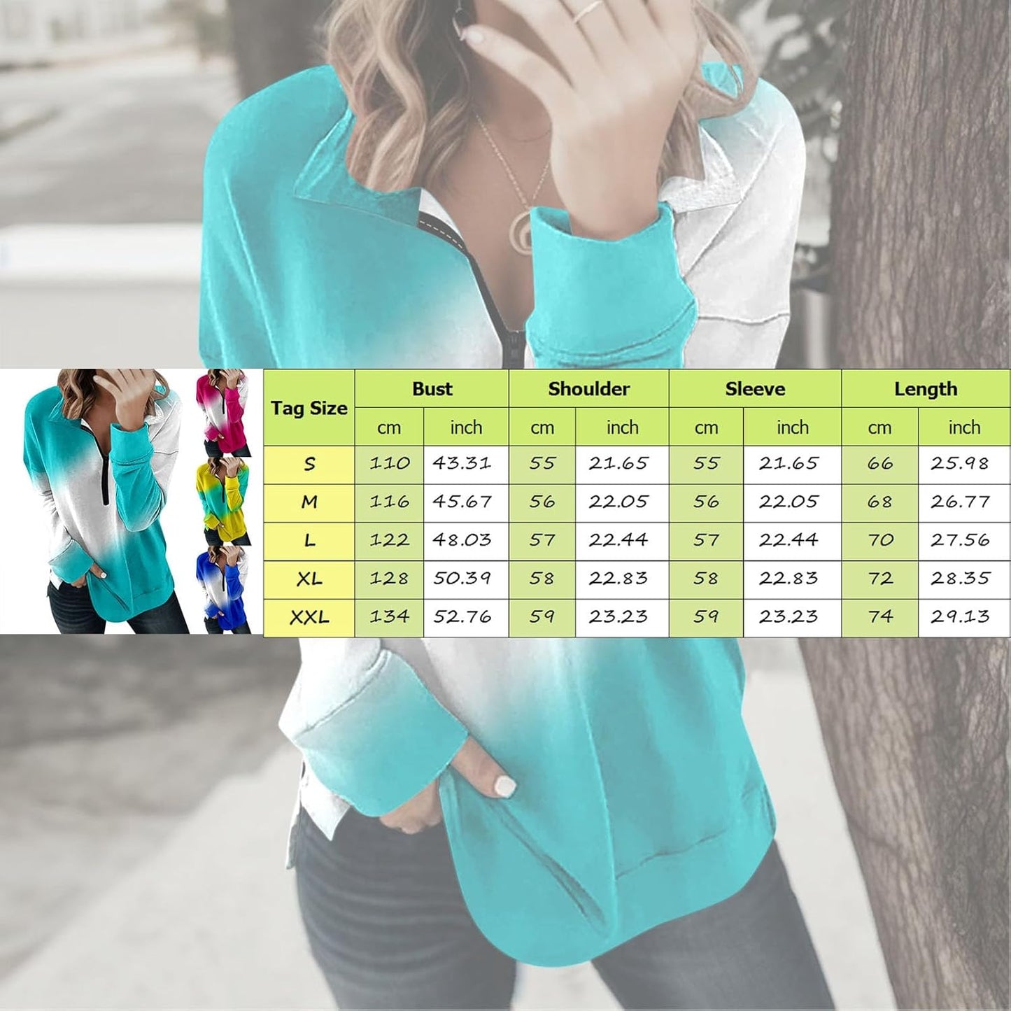 Women'S 1/4 Zip Pullover Long Sleeve Collar Sweatshirts Striped Printed Activewear Running Jacket Casual Dressy Tops