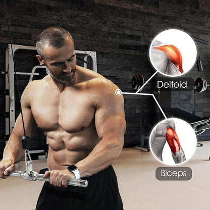 Cable Machine Attachment, Row Handles, Tricep Rope, Straight Bar, V Bar, LAT Pulldown Accessories Load 880 LB for Home Gym