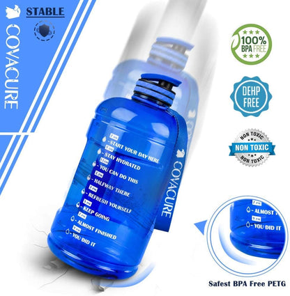 Gallon Water Bottle with Motivational Time Marker - Water Jug with Leak-Proof, Wide Mouth, BPA Free, Large Water Bottle for Gym Fitness, Camping, Hiking(1 Gallon)