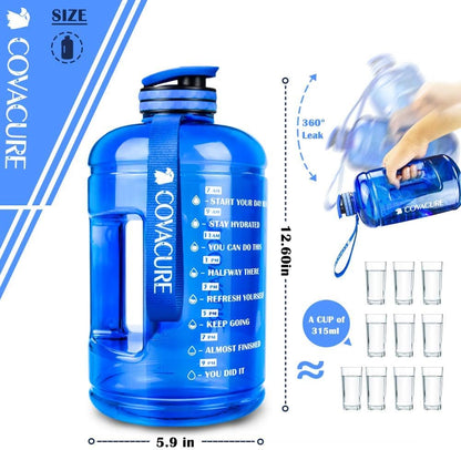 Gallon Water Bottle with Motivational Time Marker - Water Jug with Leak-Proof, Wide Mouth, BPA Free, Large Water Bottle for Gym Fitness, Camping, Hiking(1 Gallon)