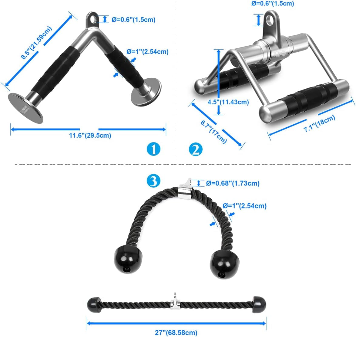 Cable Machine Attachment, LAT Pulldown Attachments, Cable Attachments for Gym, Home Gym Accessories